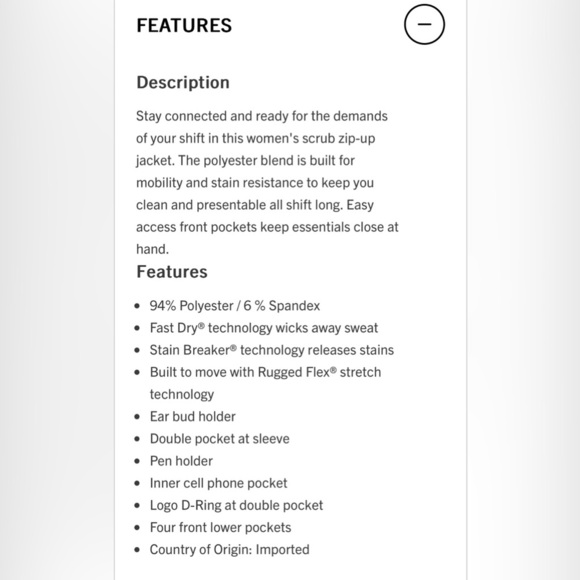 CARHARTT NWOT Force Cross Flex Modern Fit Zip Front Utility Scrub Jacket - Picture 8 of 8